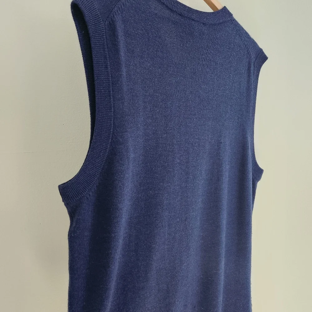 Turnbury Est. 1980 Extra Fine Merino Wool Sweater‎ Navy Vest Large